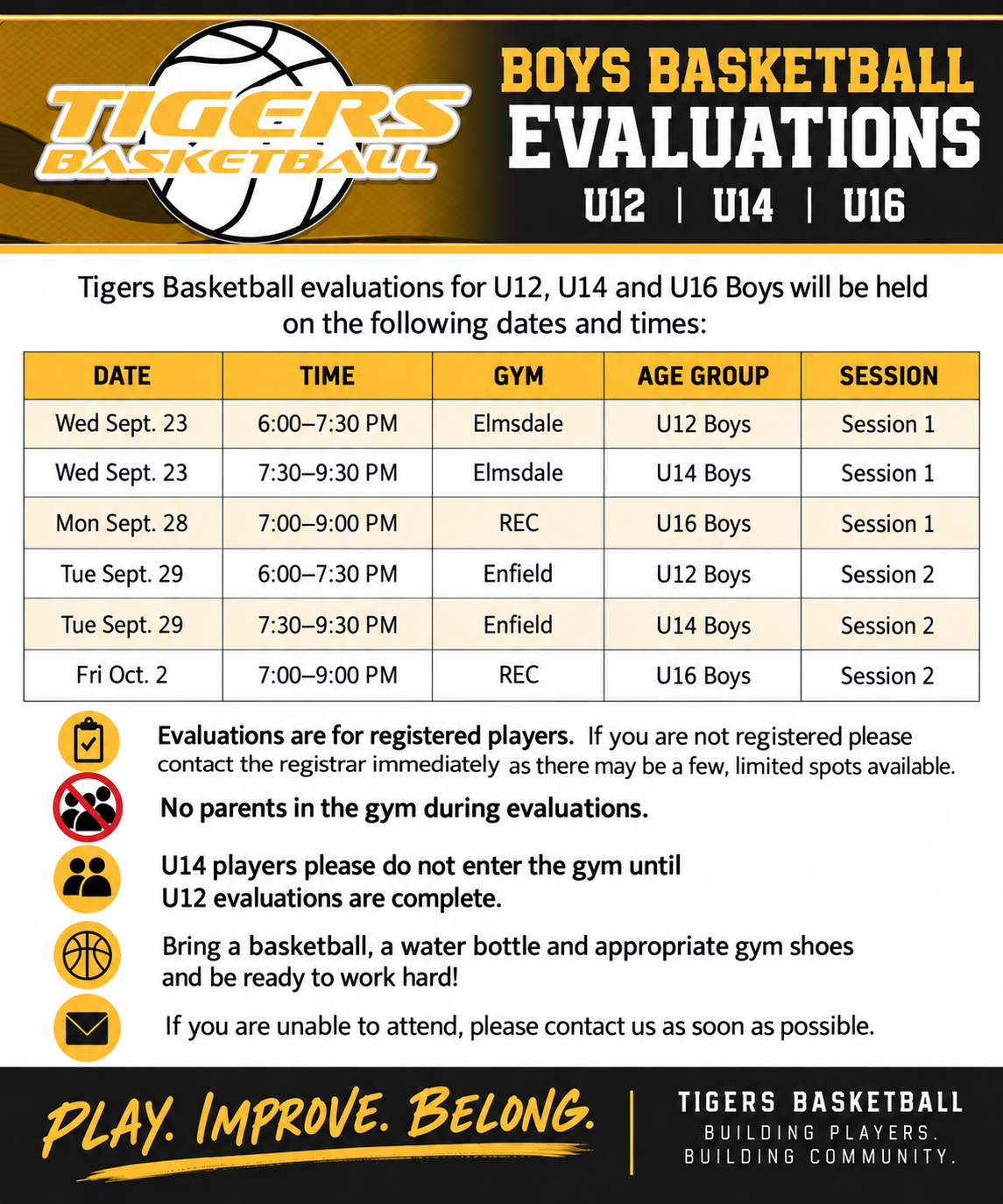 Metro League Evaluation Schedule Poster